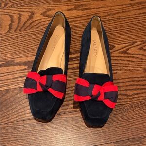 Talbots Navy Flats with Red Accent Bow